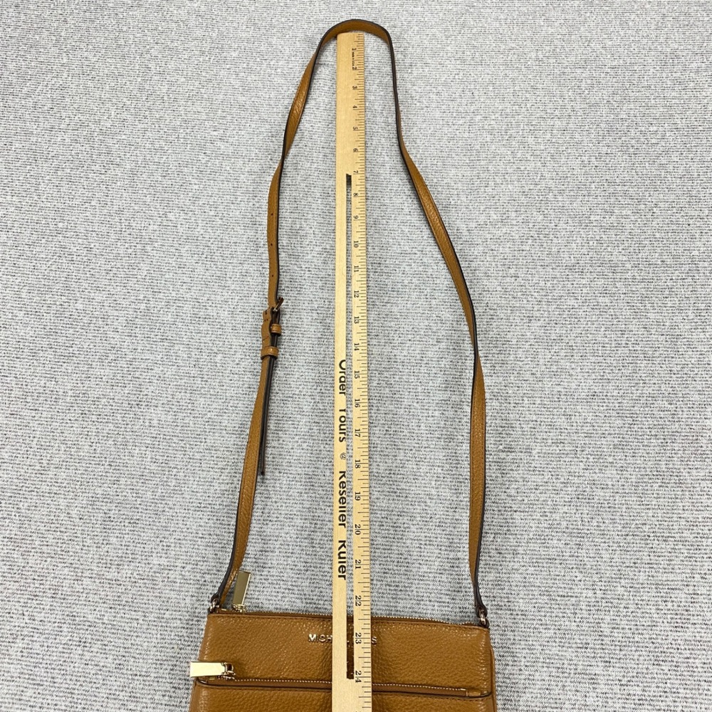 Michael Kors Pebbled Leather Crossbody Bag Yellow Gold Zip Front Pocket - Picture 8 of 14